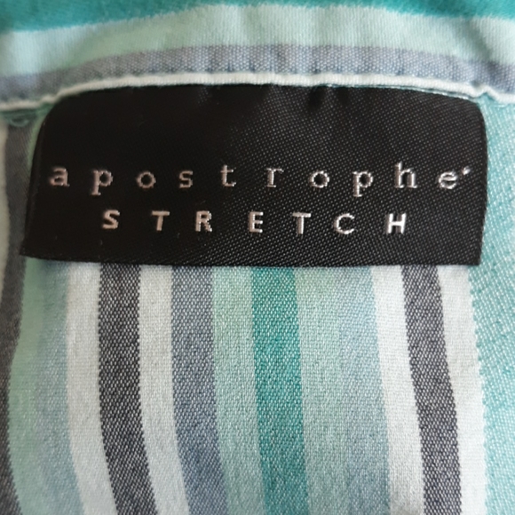Ladies Apostrophe Stretch Striped Blouse sz SM - Picture 3 of 4